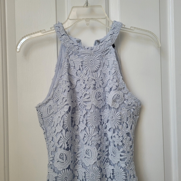 Lace Love Poem Lulus Mini Dress Baby Blue - Picture 5 of 13